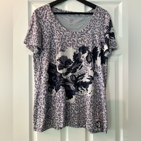 Tory Burch shirt sleeve purple floral t shirt - Picture 1 of 4